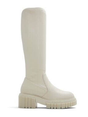 Call It Spring Women's Cream Faux Leather Magnetic Knee High Boot Size 8.5